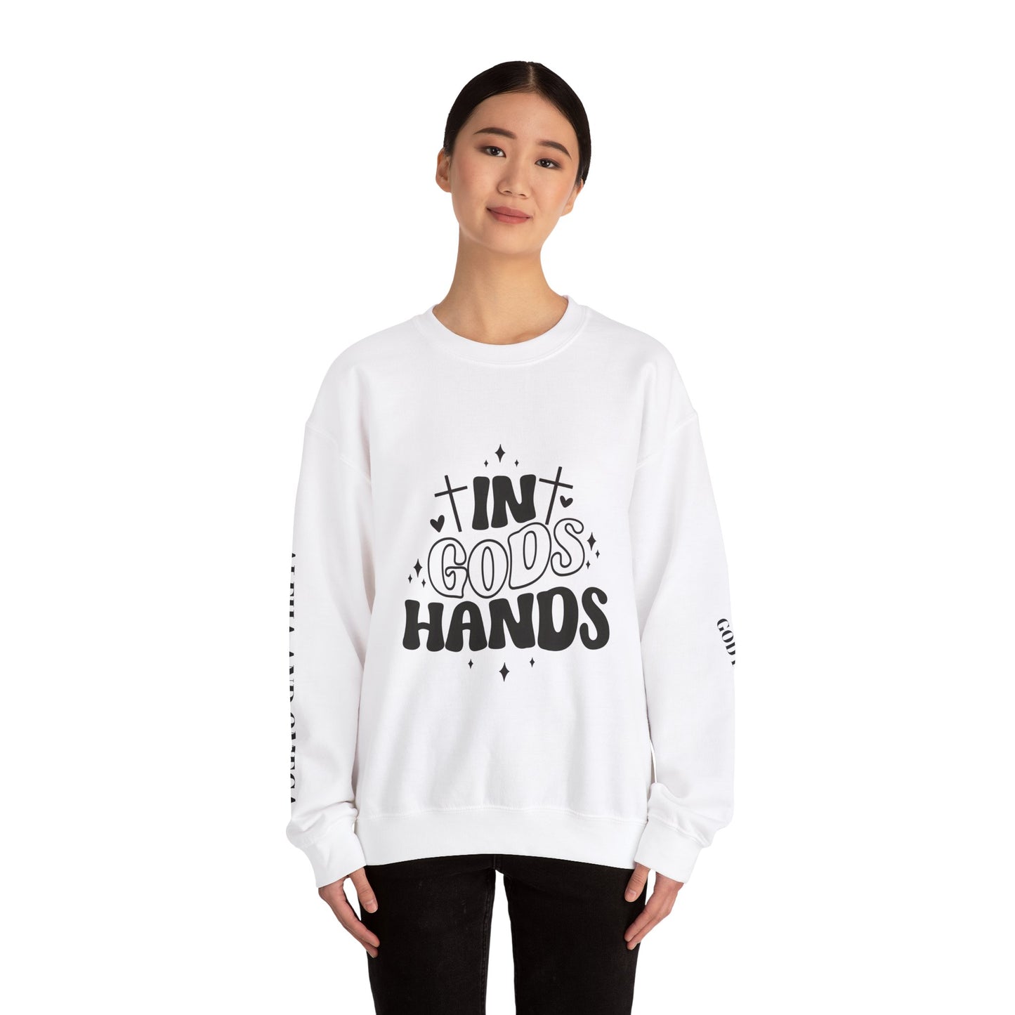 Unisex Heavy Blend™ Crewneck Sweatshirt - 'In Gods Hands' & Lumivida Design