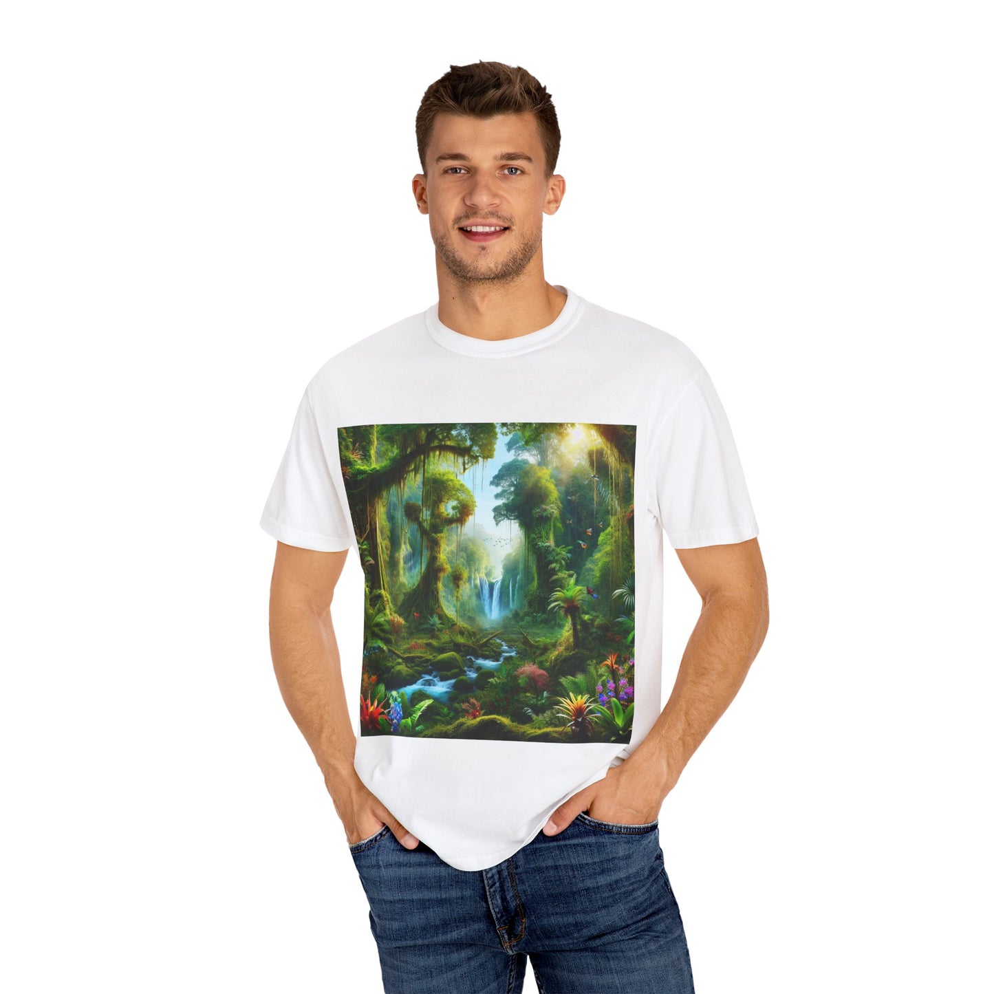 Tropical Jungle & Floral Art Unisex Garment-Dyed T-Shirt
