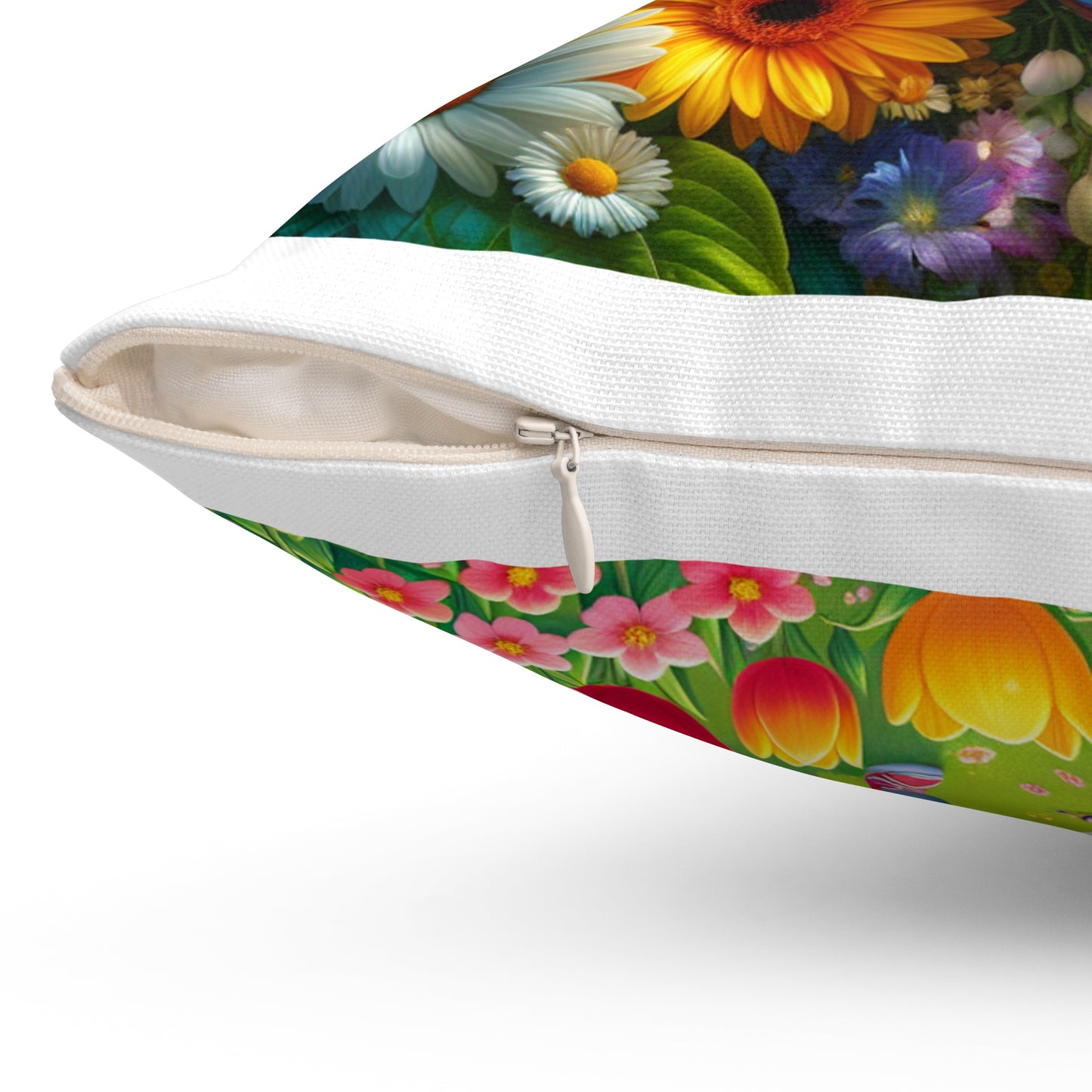 Vibrant Floral Decorative Pillow for Kids' Room - Perfect Spring and Easter Gift
