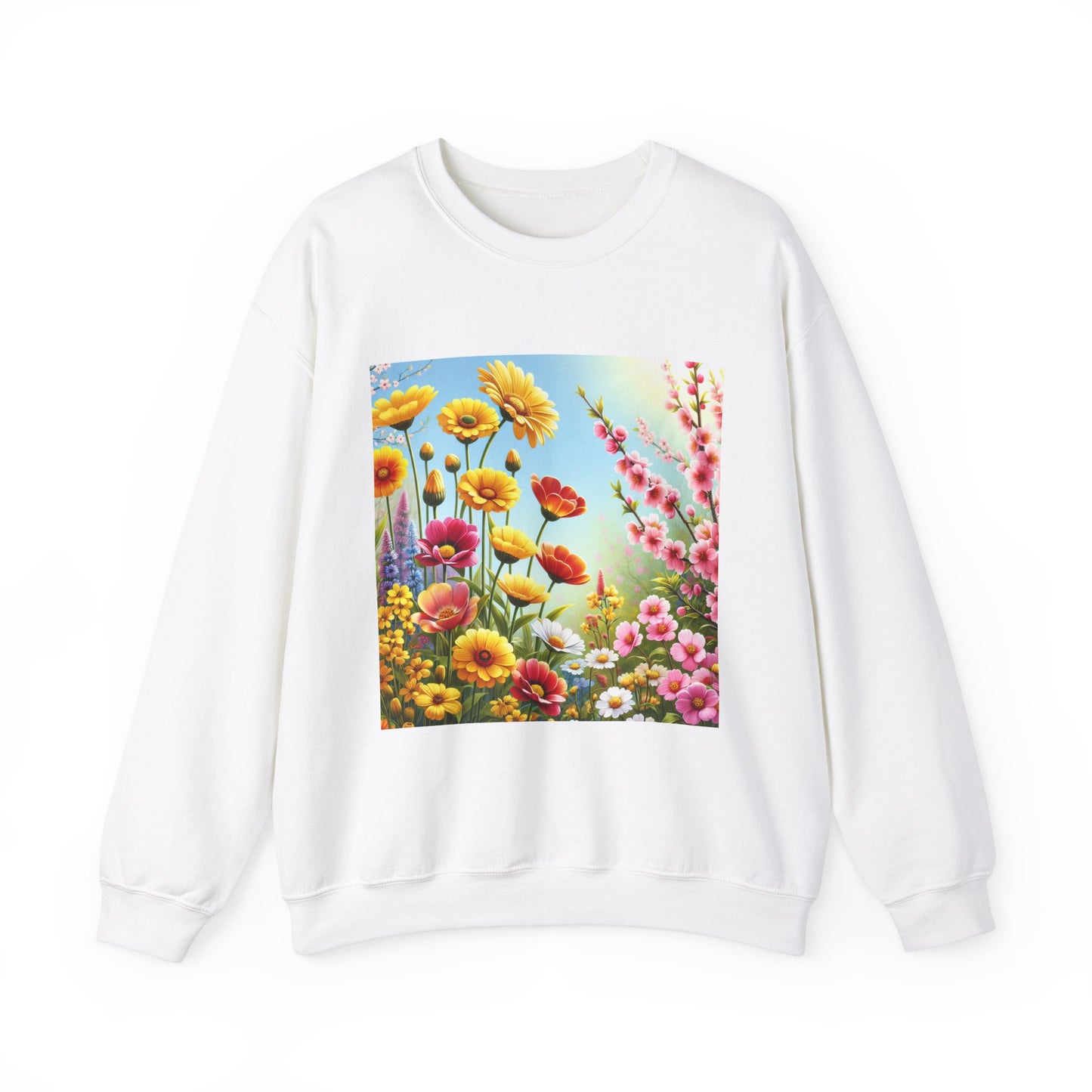 Floral & Cultural Art Crewneck Sweatshirt - Perfect for Spring Celebrations