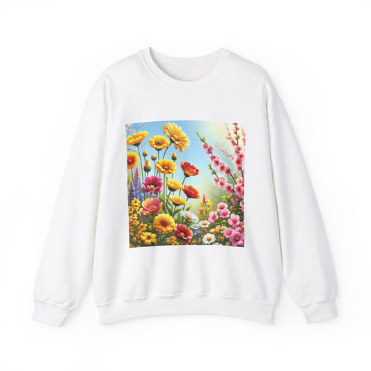 Floral & Cultural Art Crewneck Sweatshirt - Perfect for Spring Celebrations