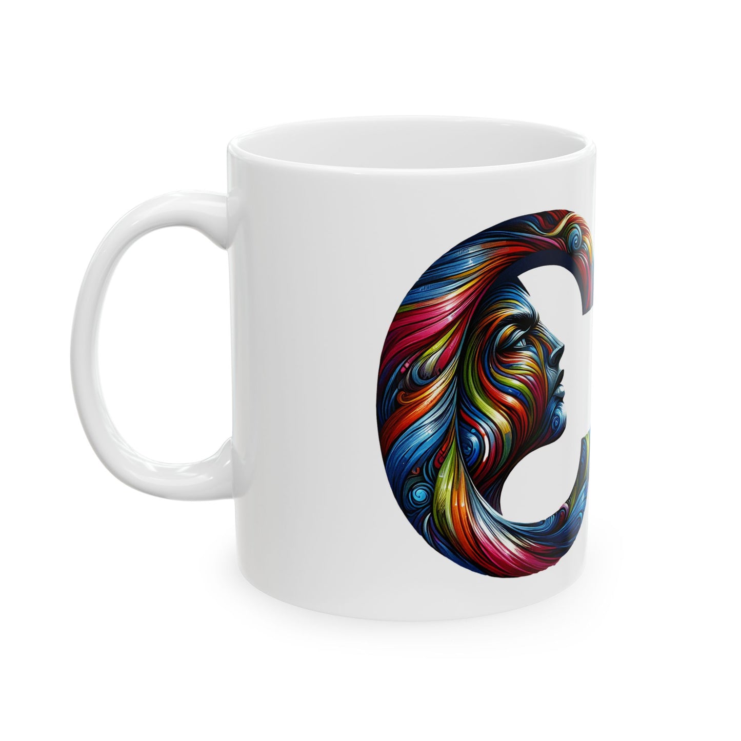 Colorful Abstract Face Ceramic Mug - Artistic Drinkware for Every Occasion