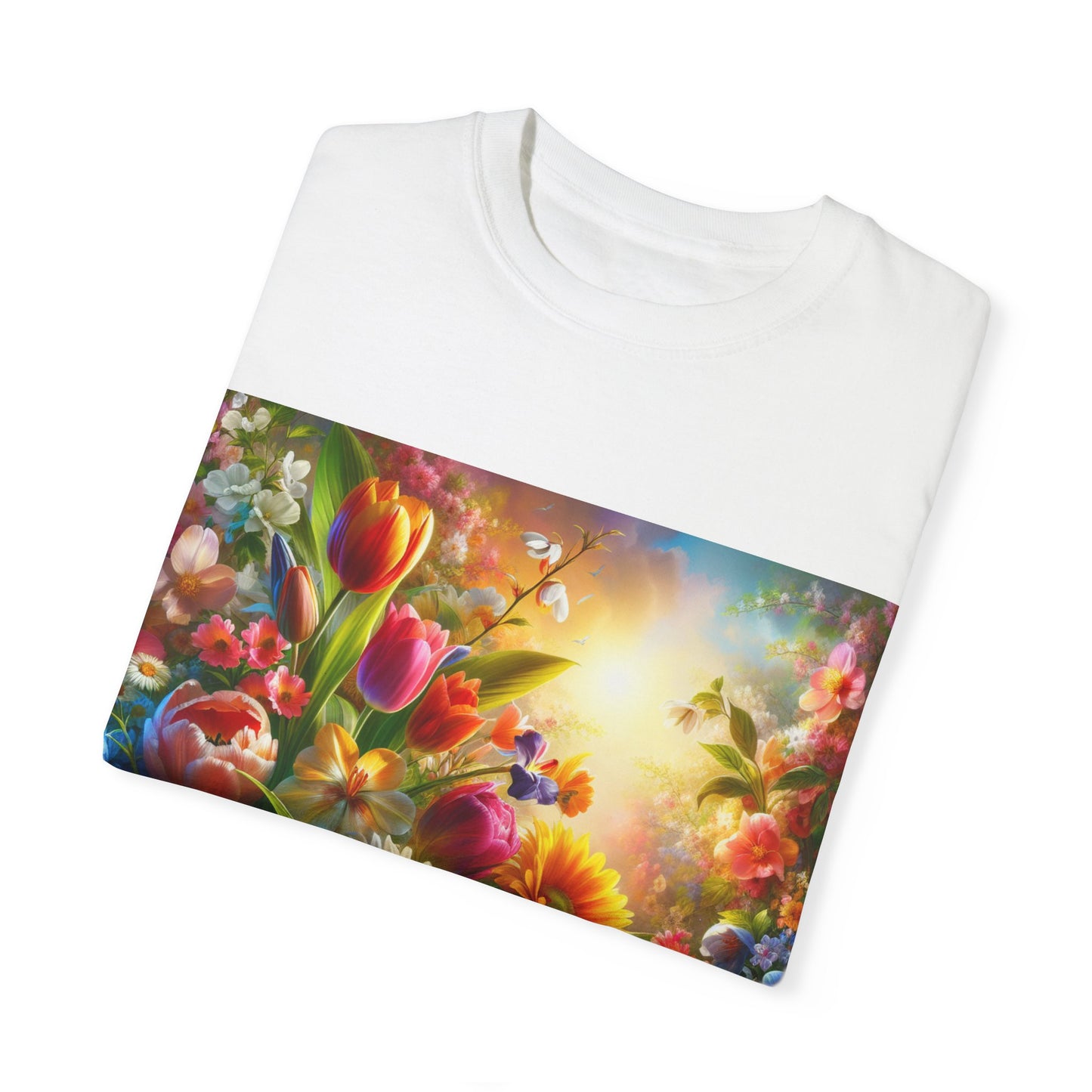 Vibrant Floral & Heart Flag Unisex T-Shirt - Celebrate Diversity & Nature