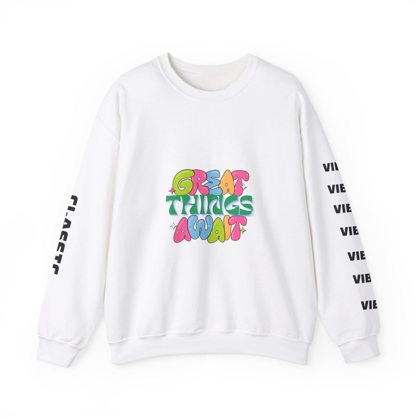 Great Things Await Crewneck Sweatshirt - Retro 80's Vibe