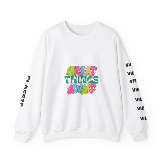 Great Things Await Crewneck Sweatshirt - Retro 80's Vibe