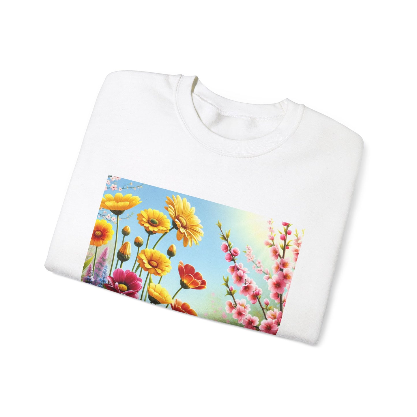 Floral & Cultural Art Crewneck Sweatshirt - Perfect for Spring Celebrations