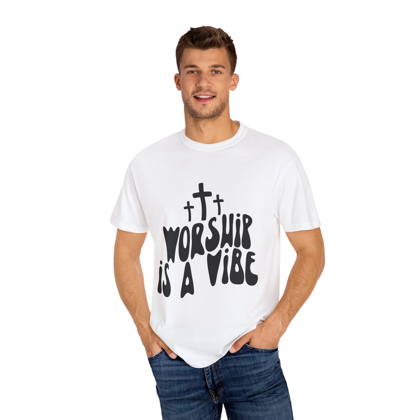 Worship is a Vibe Unisex Garment-Dyed T-Shirt - Casual Spiritual Tee for Everyday Wear