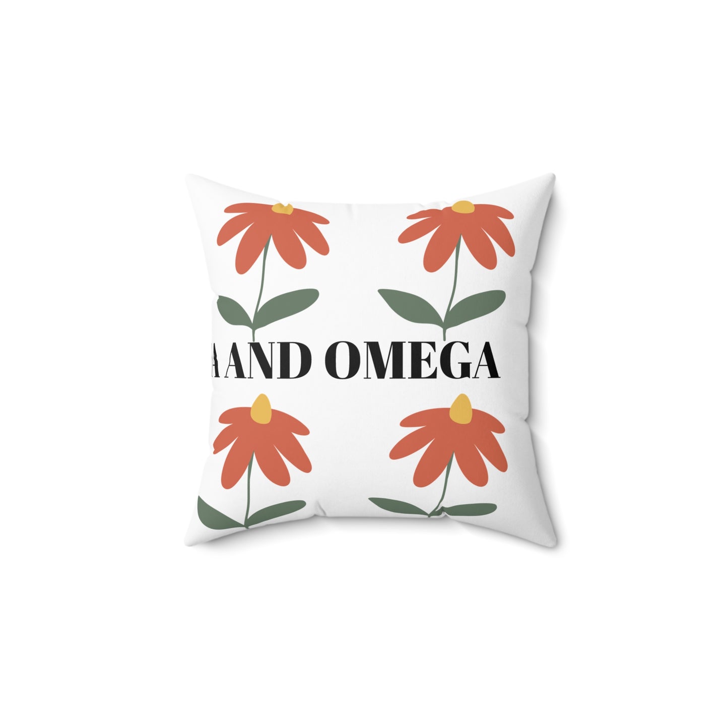 Inspirational Floral Pillow - "God's First and Omega"
