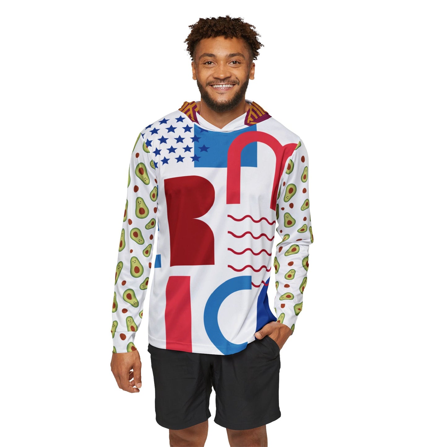 Patriotic Men's Sports Warmup Hoodie - USA Flag Design