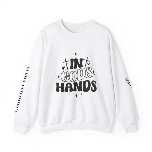 Unisex Heavy Blend™ Crewneck Sweatshirt - 'In Gods Hands' & Lumivida Design