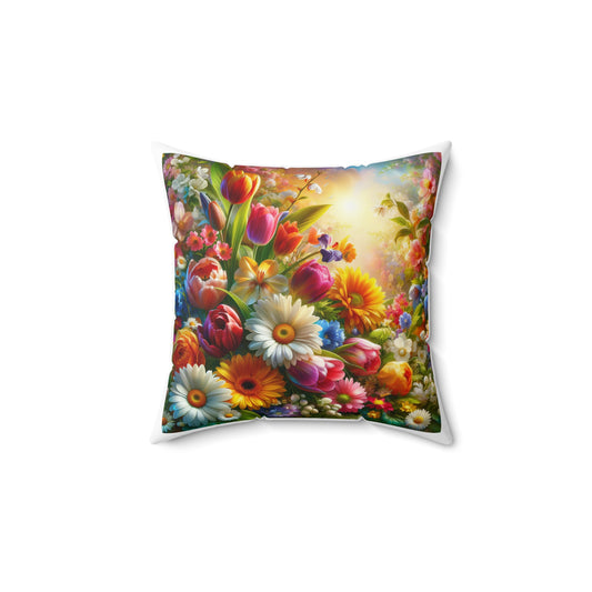 Vibrant Floral Decorative Pillow for Kids' Room - Perfect Spring and Easter Gift