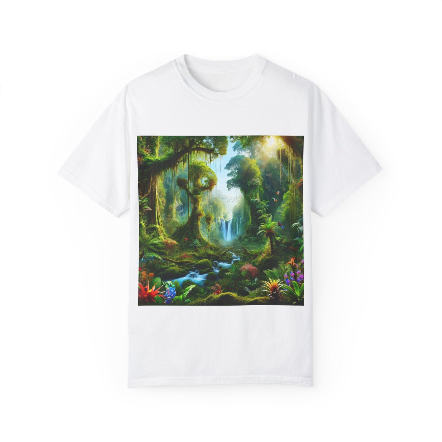 Tropical Jungle & Floral Art Unisex Garment-Dyed T-Shirt