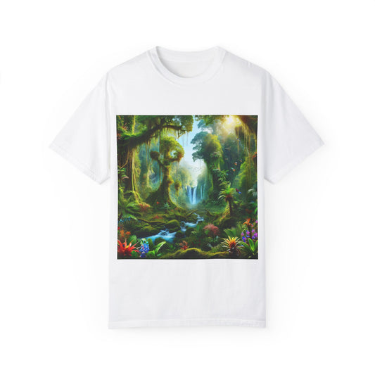 Tropical Jungle & Floral Art Unisex Garment-Dyed T-Shirt