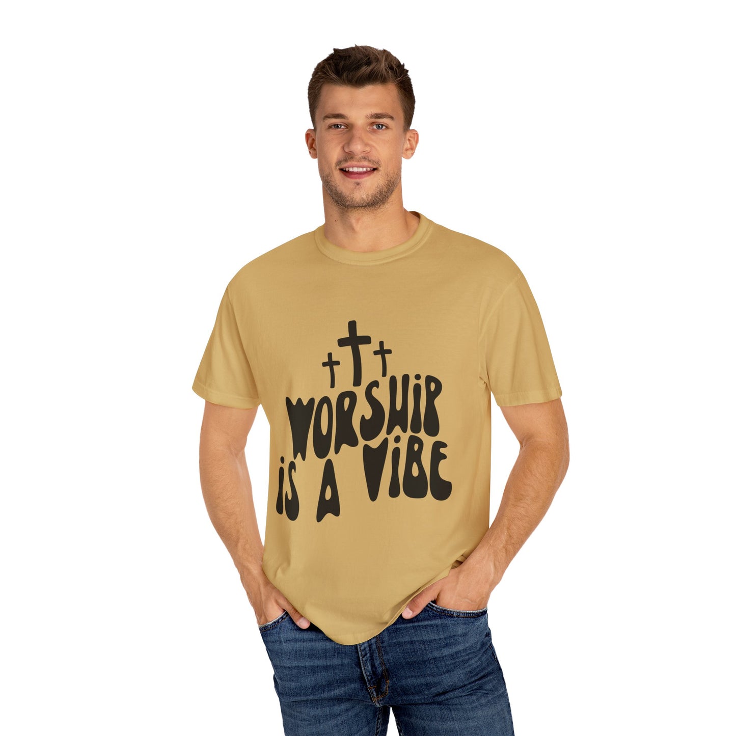 Worship is a Vibe Unisex Garment-Dyed T-Shirt - Casual Spiritual Tee for Everyday Wear