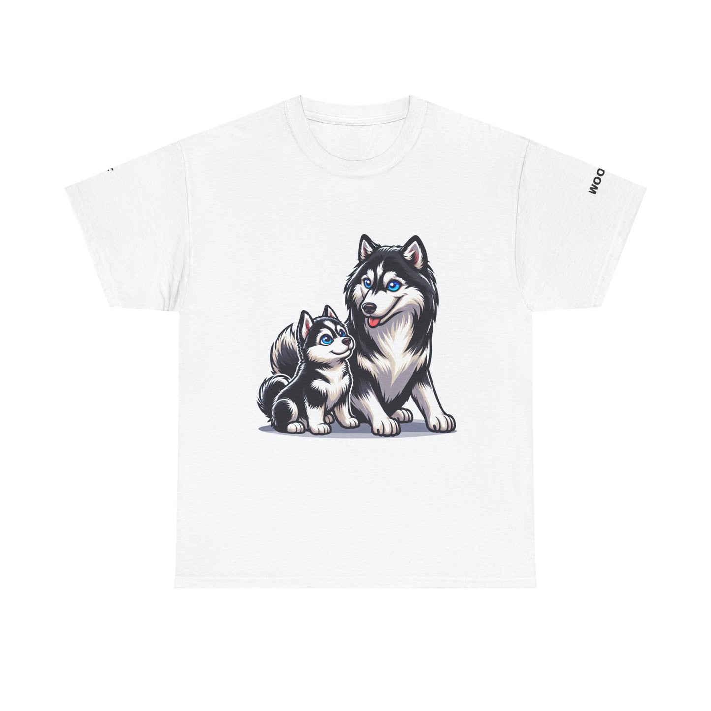 Funny Dog Lovers Unisex Heavy Cotton Tee - Cute Husky and Puppy Design