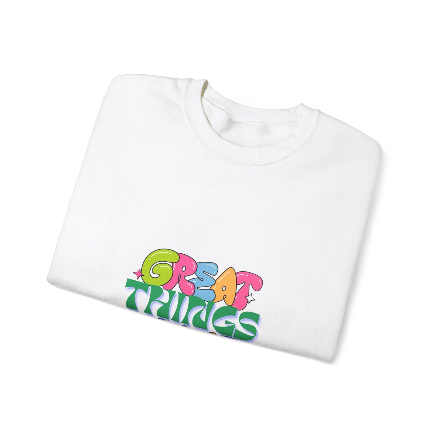 Great Things Await Crewneck Sweatshirt - Retro 80's Vibe