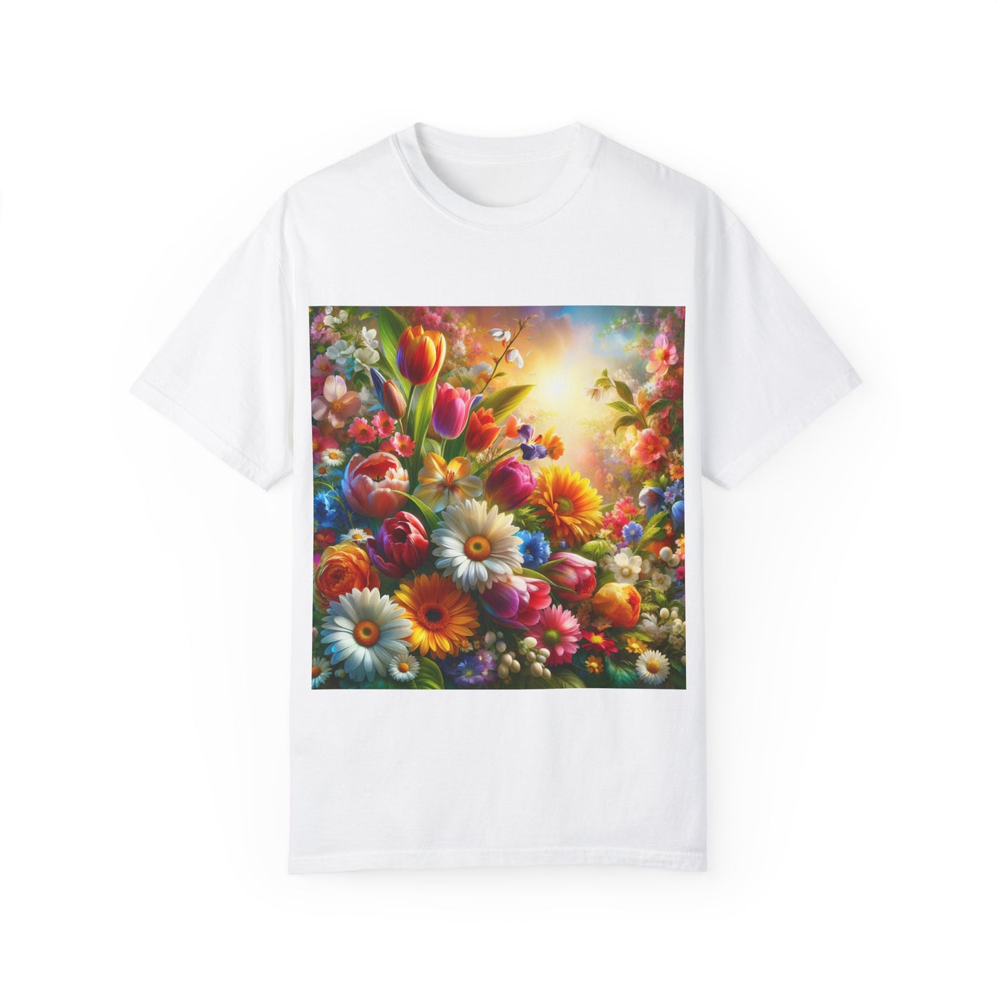 Vibrant Floral & Heart Flag Unisex T-Shirt - Celebrate Diversity & Nature