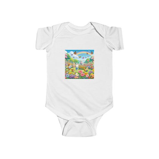 Whimsical Garden Baby Bodysuit - Colorful Nature Design