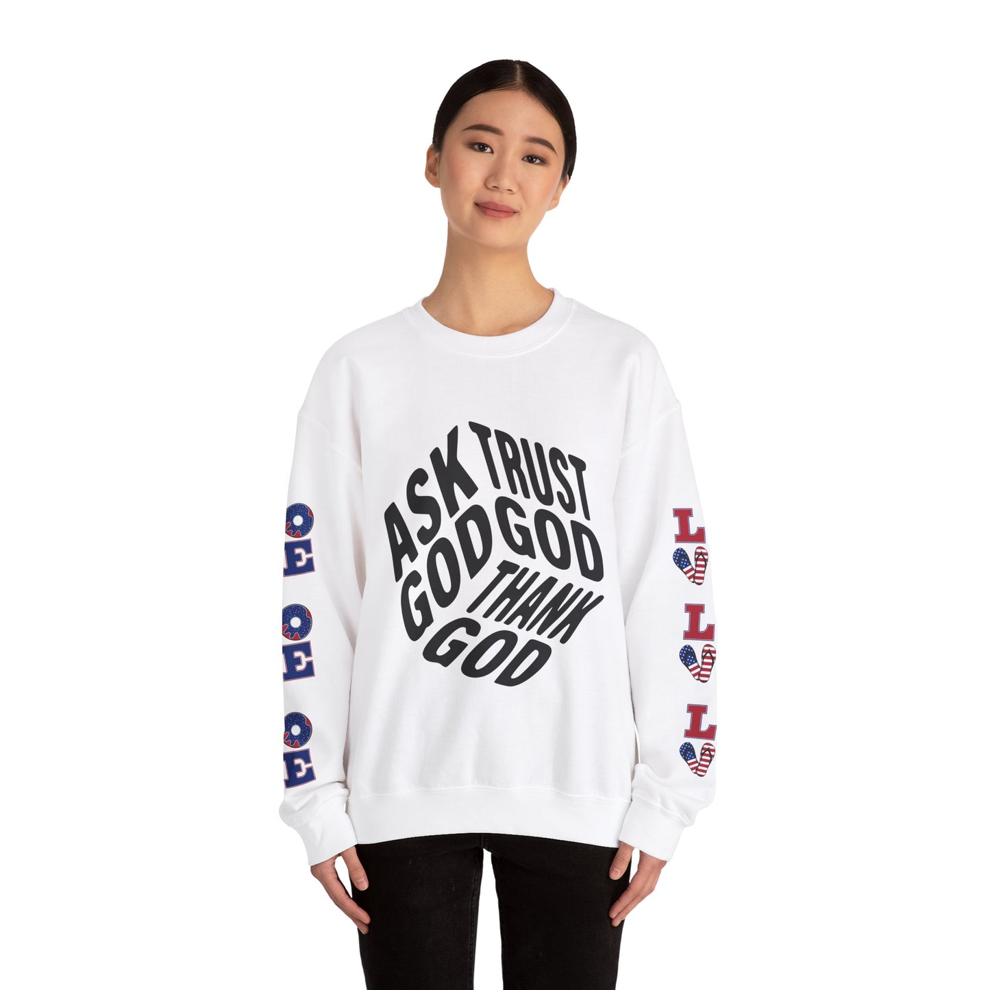 Faith-Inspired Unisex Crewneck Sweatshirt | 'Ask Trust God' Design | Ideal for Inspiration and Comfort