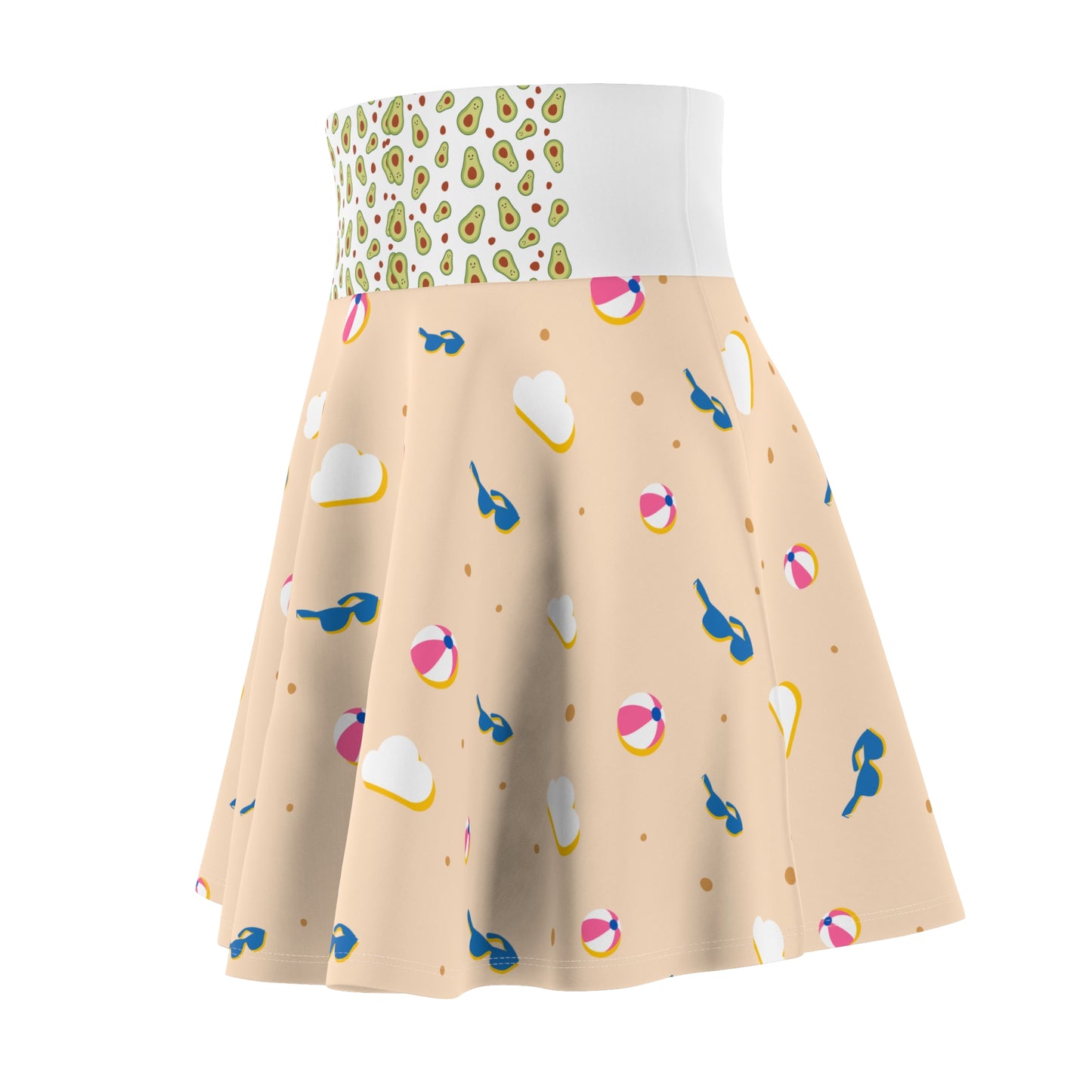 Summer Vibes Women's Skater Skirt with Beach Balls and Sunglasses